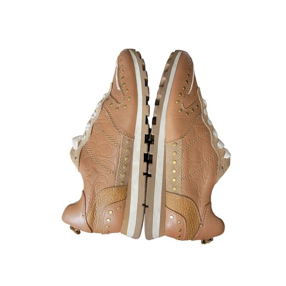 Coach Signature C118 with Rivets Leather & Suede Womens Sneakers Size 5.5 Tan & - Picture 5 of 9
